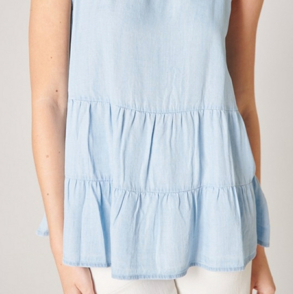 Cannes Chambray Tiered Swing Tank Top - Picture 5 of 5